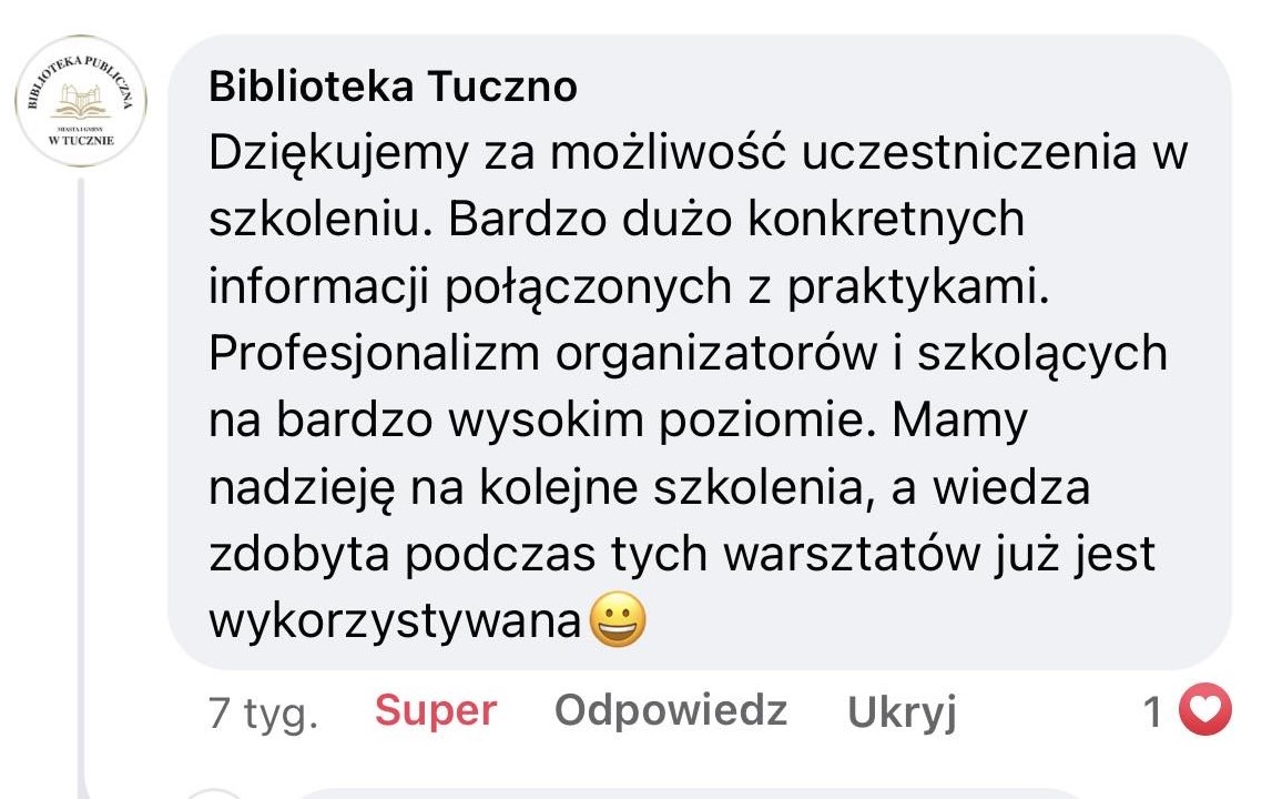 Komentarz uczestnika - Nowoczesny Marketing i Innowacje Technologiczne w Bibliotece: Rewolucja Wiedzy w Zachodniopomorskich Bibliotekach!
